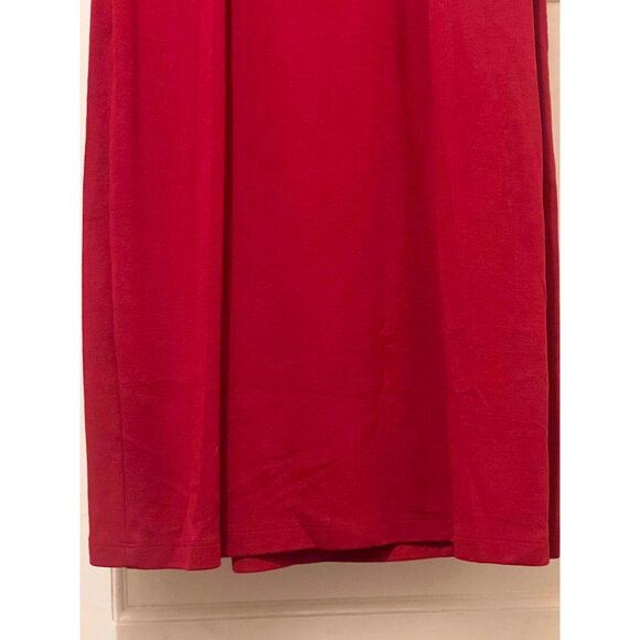 Ann Taylor Size 6 Red Dress Body Con Hidden Side Zip Long Sleeves Foe wrap skirt - Picture 14 of 16